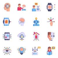 Set of Artificial Intelligence Flat Icons vector