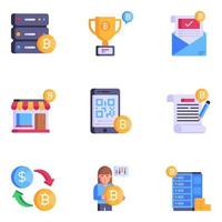 BTC Management Flat Icons Collection vector