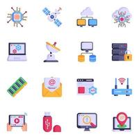 colección de iconos planos de tecnología de la información vector