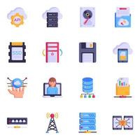 paquete de iconos planos de tecnología de datos vector