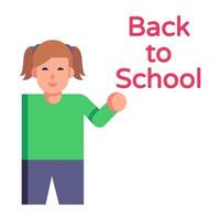 Children holding back to school banner, flat style editable icon vector