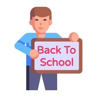 niños reteniendo el banner de regreso a la escuela, icono editable de estilo plano vector