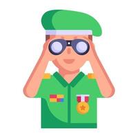 icono plano moderno de binoculares militares, lentes de campo vector