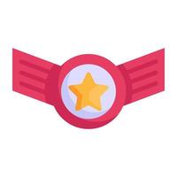 Star on ribbon, a flat icon of army badge vector