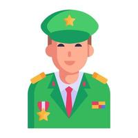 Military officer, flat icon of chief commander