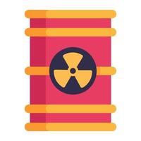 Biohazard substance container, flat icon of nuclear tank vector