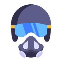 aparato de respiración, icono plano de casco de gas vector