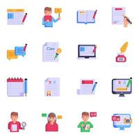 Pack of Writing and Translation Flat Icons vector