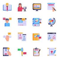 Collection of Writing and Interpretation Flat Icons vector