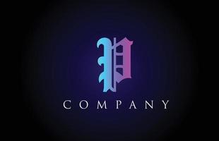 p diseño de alfabeto de letras azul rosa vintage. plantilla de icono de logotipo creativo para empresas y empresas vector