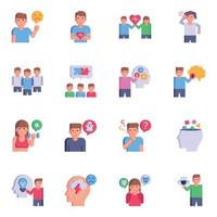 Pack of Psychological Disorders Flat Icons vector