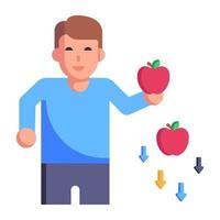 Apples falling down, concept of gravitation flat icon vector