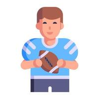 Rugby player flat icon with editable facility vector