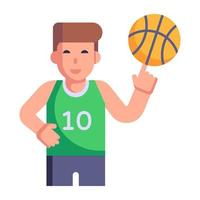 un ícono moderno de estilo plano de un jugador de baloncesto vector