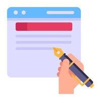 Online article writing, flat icon of web content vector