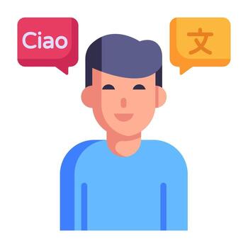 traducción de idiomas, icono editable plano lingüista vector