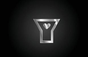 metal y amor corazón alfabeto letra icono logotipo diseño. plantilla creativa para negocio o empresa vector