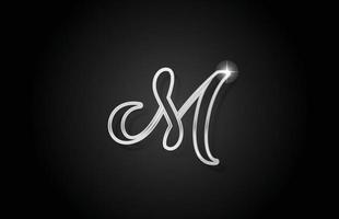 grey line M alphabet letter logo icon. Creative design for business and company vector