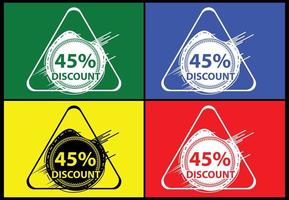 45 percent discount new offer logo and icon design template vector