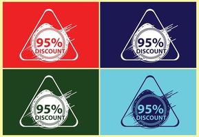 95 percent discount new offer logo and icon design template vector