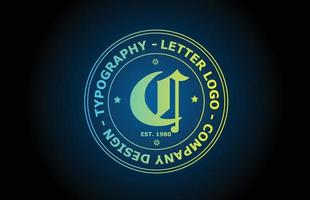 c diseño de icono de logotipo de letra del alfabeto vintage en color verde. plantilla creativa para etiqueta e insignia vector