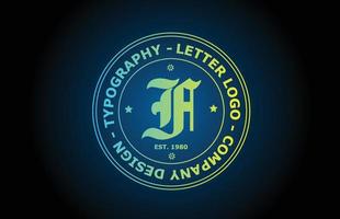f diseño de icono de logotipo de letra del alfabeto vintage en color verde. plantilla creativa para etiqueta e insignia vector