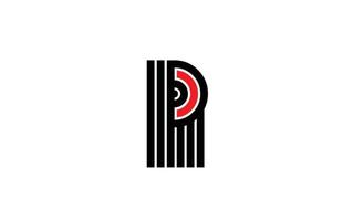 red line R alphabet letter logo icon. Creative design template for company and business in white and black vector