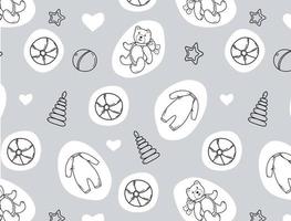 Seamless pattern of hand drawn baby and newborn doodle for icon, banner. Cartoon sketch style doodle for icon, banner. Elements little baby clothes. vector