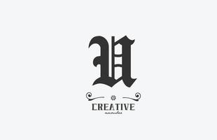 diseño de icono de logotipo de letra del alfabeto u vintage. plantilla creativa para negocios en blanco y gris vector