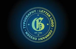 g diseño de icono de logotipo de letra del alfabeto vintage en color verde. plantilla creativa para etiqueta e insignia vector