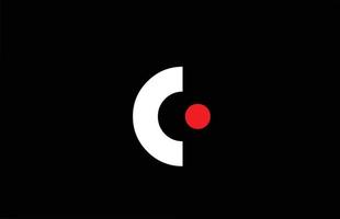 c diseño del logotipo del icono de la letra del alfabeto. plantilla creativa para empresas y negocios con punto rojo en blanco y negro vector