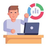 Person with chart, flat icon of statistician vector