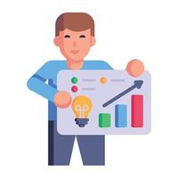 Person with chart, flat icon of statistician vector