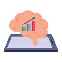 Brain with data chart, concept of analytical thinking vector