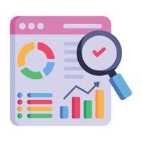 Business chart, website and magnifier, flat icon of website analysis vector