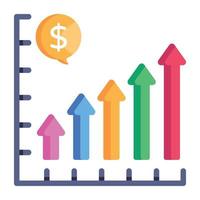 Money with chart, flat icon of financial graph vector