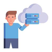 Download the premium flat style icon of cloud server vector