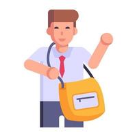 Trendy icon of student bag in flat style vector