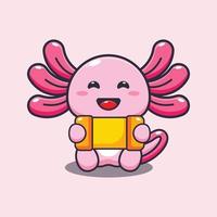 lindo juego de ilustración de mascota de dibujos animados axolotl. vector