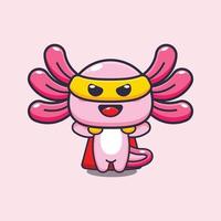 Cute super axolotl cartoon mascot illustration vector