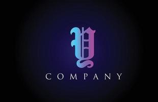 y diseño de alfabeto de letras azul rosa vintage. plantilla de icono de logotipo creativo para empresas y empresas vector