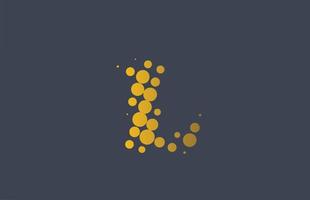 yellow dotted L alphabet letter logo icon design. Creative template for company and business with dots vector