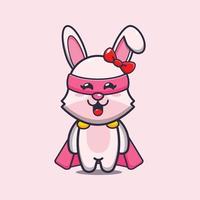 Cute super bunny cartoon mascot illustration vector