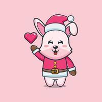 Cute bunny wearing santa costume. Cute christmas cartoon illustration. vector