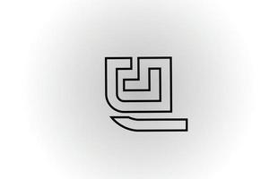 diseño de icono de logotipo de letra del alfabeto u en blanco y negro con línea. plantilla creativa para negocios y empresas. vector