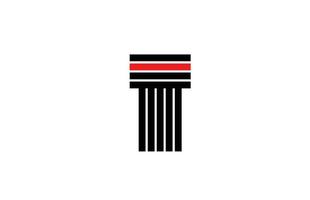 icono del logotipo de la letra del alfabeto de la línea roja t. plantilla de diseño creativo para empresas y negocios en blanco y negro vector