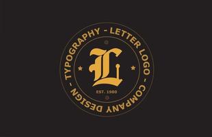 amarillo marrón l vintage alfabeto letra logo icono diseño. plantilla creativa para placa y etiqueta vector