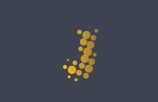 yellow dotted J alphabet letter logo icon design. Creative template for company and business with dots vector