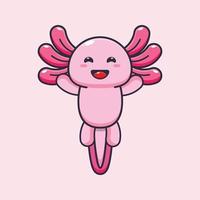 cute axolotl cartoon mascot character
