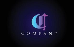 c diseño de alfabeto de letras azul rosa vintage. plantilla de icono de logotipo creativo para empresas y empresas vector